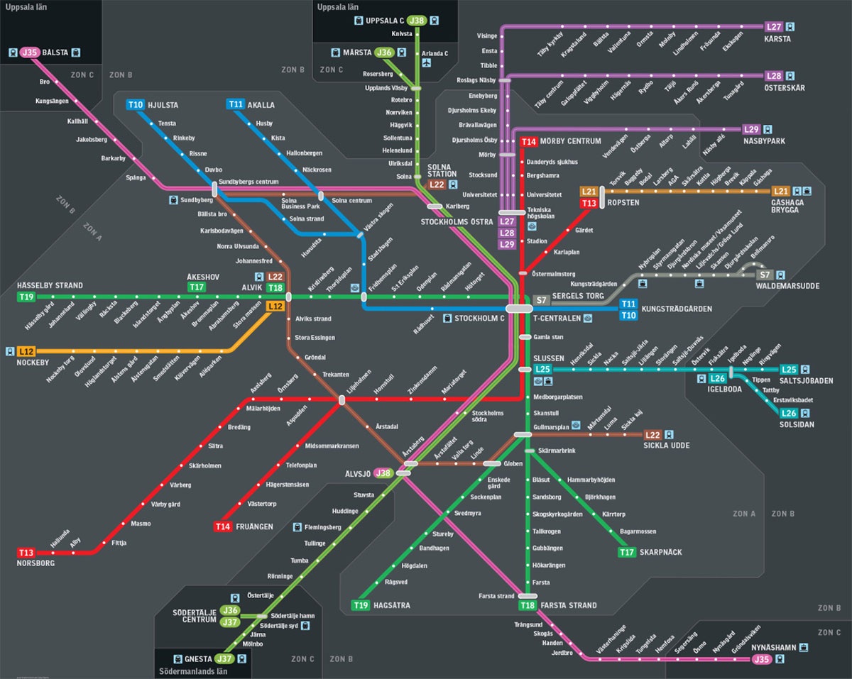 Схема стокгольмского метро